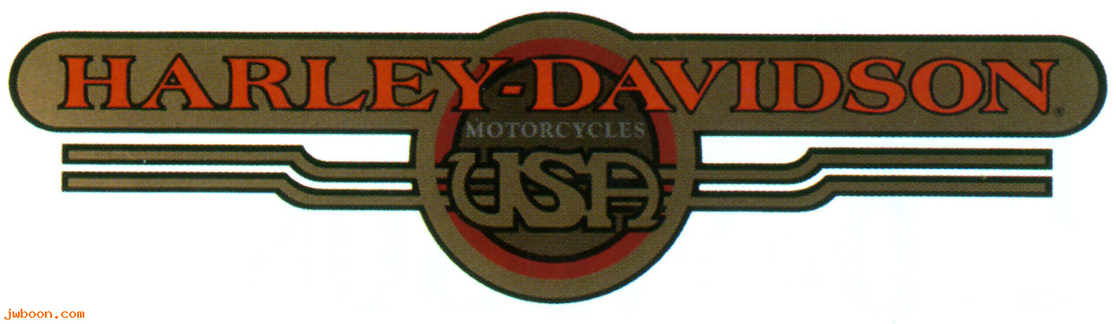   14261-91 (14261-91): Decal, fuel tank  "Harley-Davidson motorcycles  USA" - NOS - FXDL