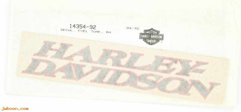   14354-92 (14354-92): Decal, fuel tank - right  "Harley-Davidson" - NOS - FXSTC, FXSTS