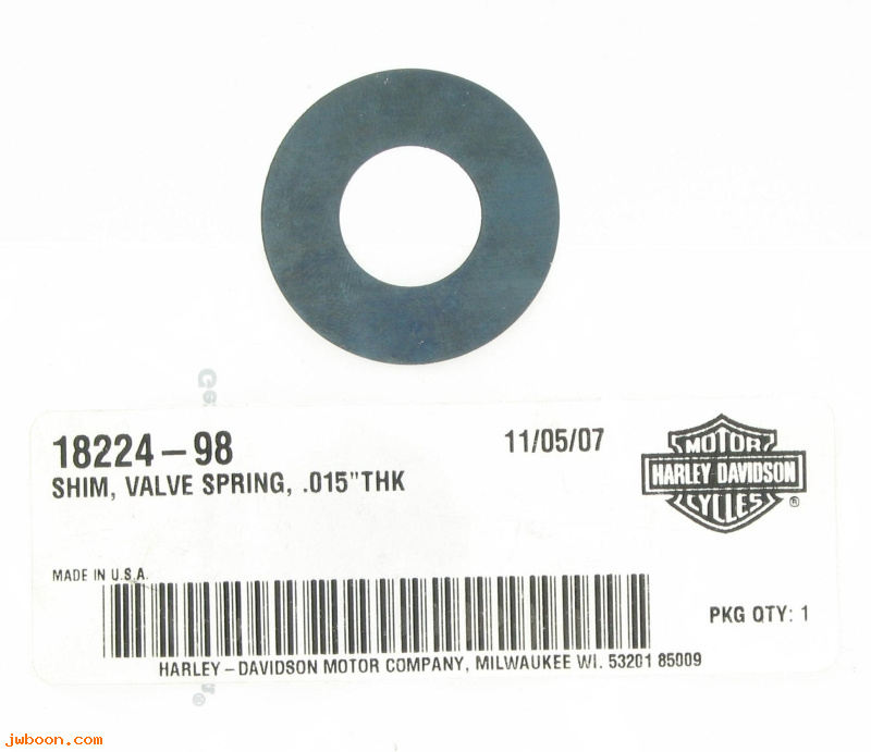   18224-98 (18224-98): Shim, valve spring   .015" - NOS - EVO 1340cc