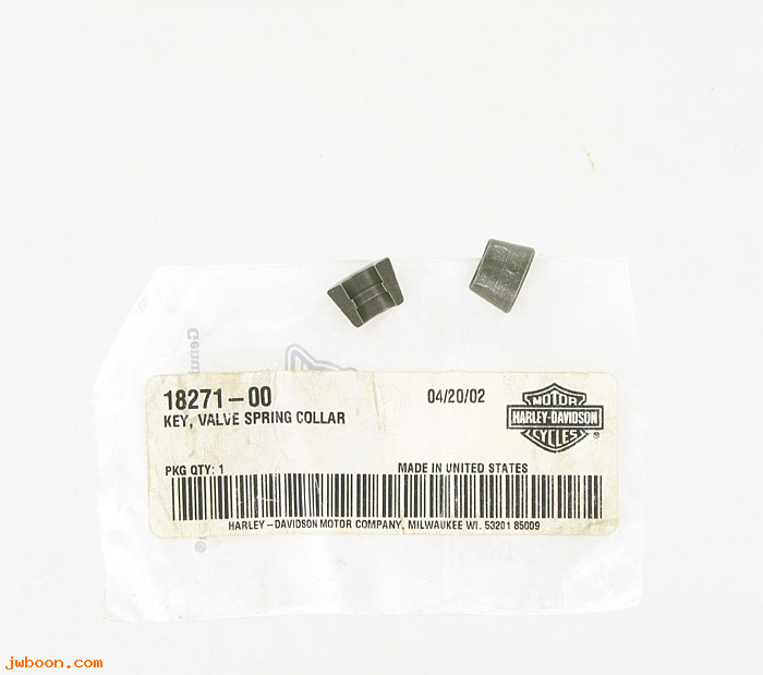   18271-00 (18271-00): Key, valve spring collar (2) - NOS - EVO, Twin Cam