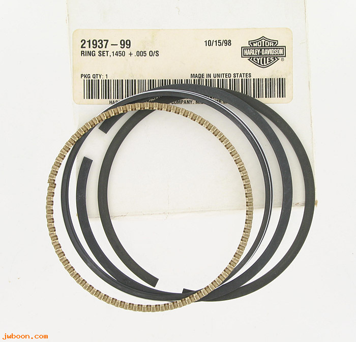   21937-99 (21937-99): Ring set, piston  +.005" - NOS - Twin Cam 88 '99-'06