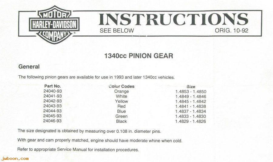   24040-93 (24040-93): Pinion gear, orange - NOS - Evo 1340cc '93-'99