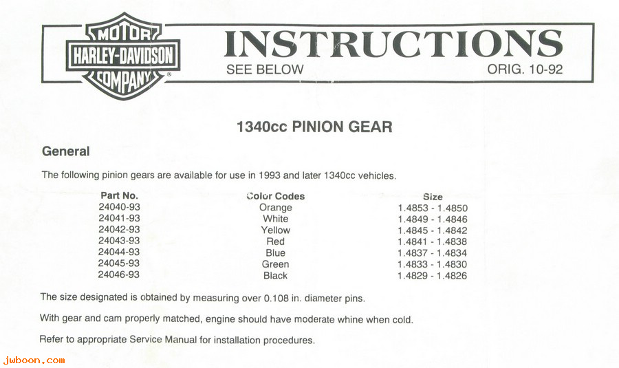   24041-93 (24041-93): Pinion gear, white - NOS - Evo 1340cc '93-'99