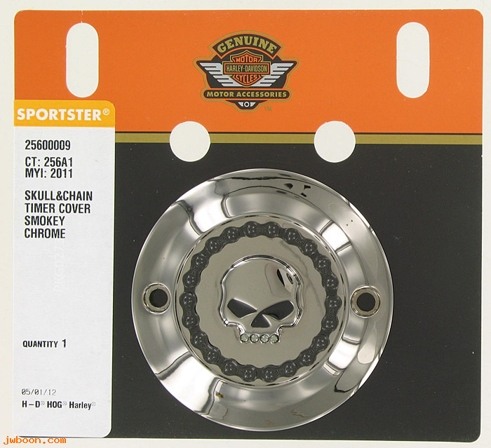   25600009 (25600009): Skull & chain timer cover - smokey chrome NOS - Sportster XL '04-