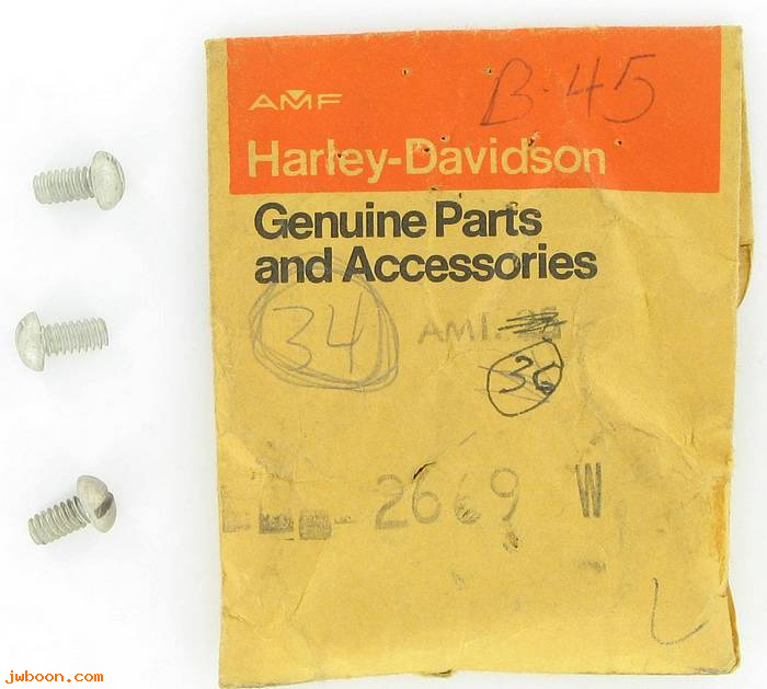       2669W (    2669W / 2674W): Screw, 10-24 x 3/8" round head - NOS - FL,FLH,FX,XL,Hummer