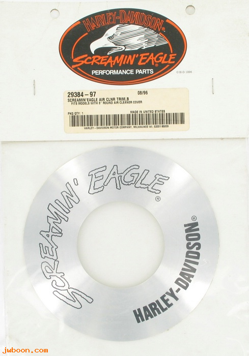   29384-97 (29384-97): Air cleaner trim "Screamin' Eagle" - NOS - 8" round air cleaner