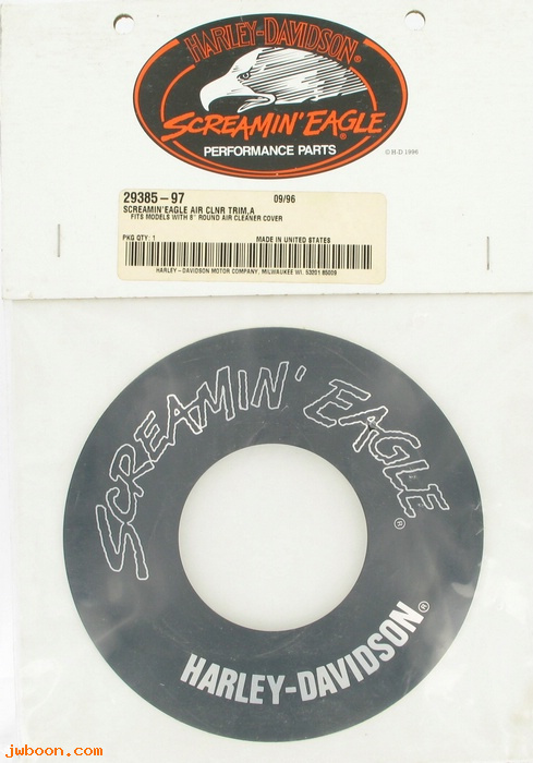   29385-97 (29385-97): Air cleaner trim  "Screamin' Eagle" - NOS - 8" round air cleaner