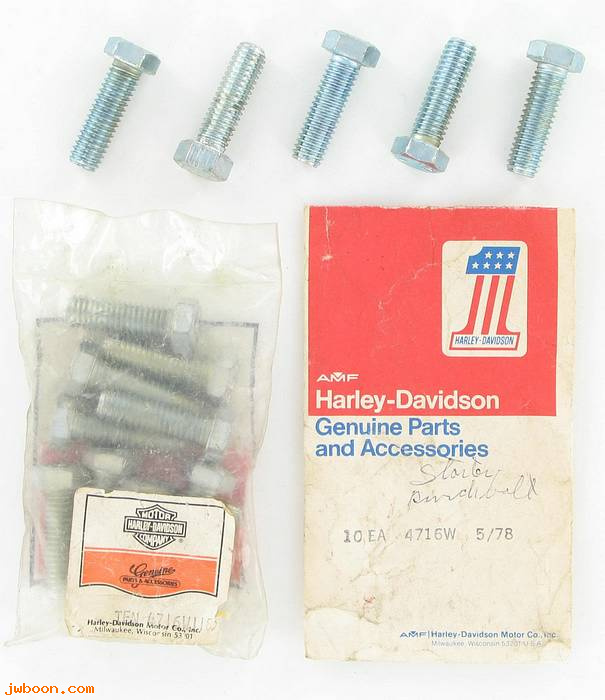       4716W (    4716W): Screw, 3/8"-16 x 1-1/4" hex head, gr5 - NOS - Shovelhead XL,FL,FX