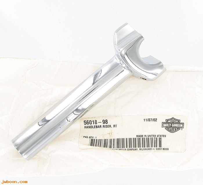   56018-98 (56018-98): Handlebar riser, right - NOS - FXSTB '99-'03, Softail Night Train