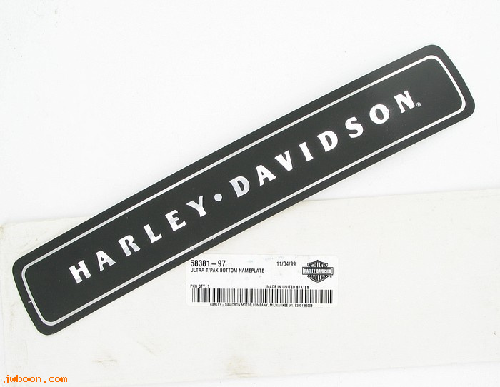   58381-97 (58381-97): Nameplate - Tour-pak bottom - NOS - FLTC/HTC-Ultra '97-'05