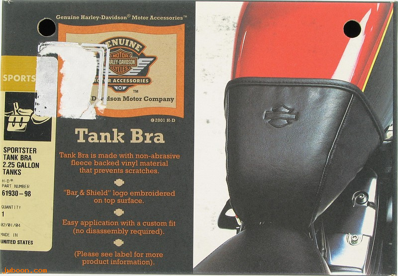   61930-98 (61930-98): Custom fit tank bra "bar & shield" logo,2.25 gallon tanks.XL- NOS