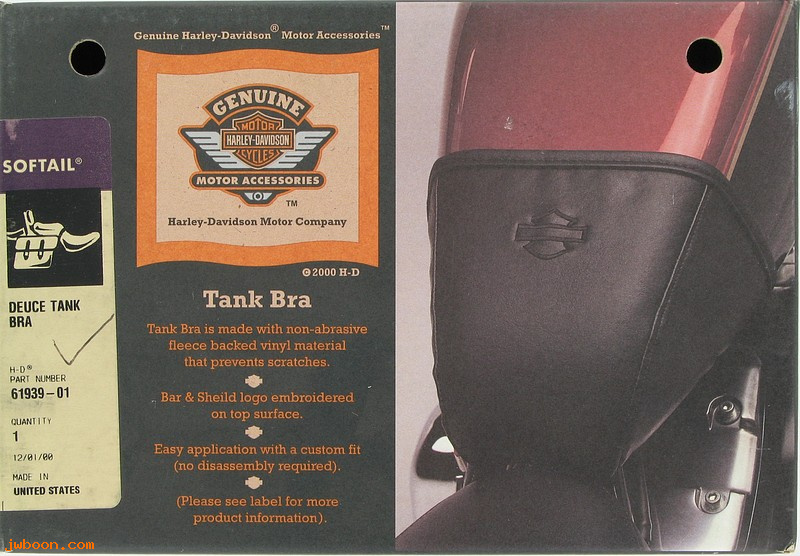   61939-01 (61939-01): Tank bra - bar & shield logo - NOS - FXSTD, Softail Deuce '00-