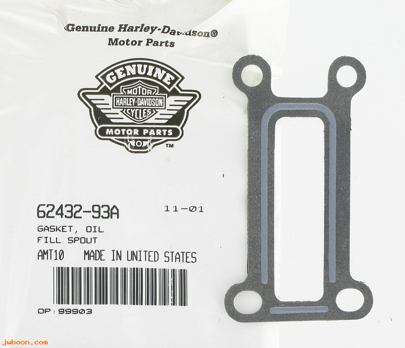   62432-93A (62432-93A): Gasket, oil fill spout - NOS - Touring '93-'03