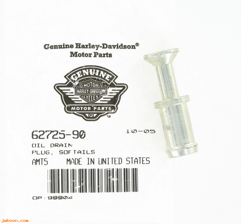   62725-90 (62725-90): Oil drain plug - NOS - Softail '90-'99