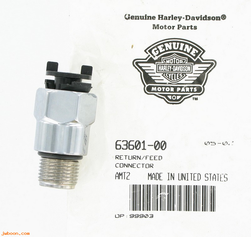   63601-00 (63601-00): Connector - return / feed - NOS - Softail '00-