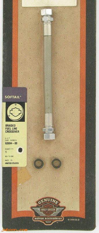   63694-00 (63694-00): Fuel cross-over line - braided stainless steel - NOS - FXSTD