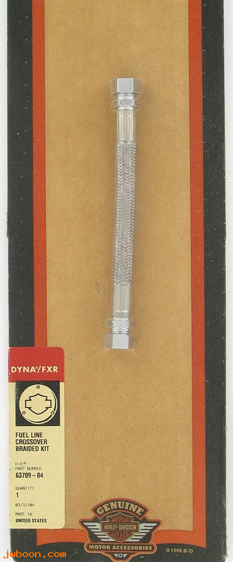   63709-04 (63709-04): Braided stainless steel cross-over fuel line - NOS - FXD, Dyna