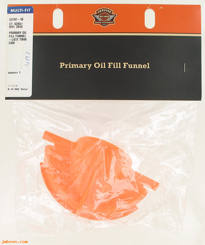   63797-10 (63797-10): Primary oil fill funnel - '07-up Twin Cam - NOS