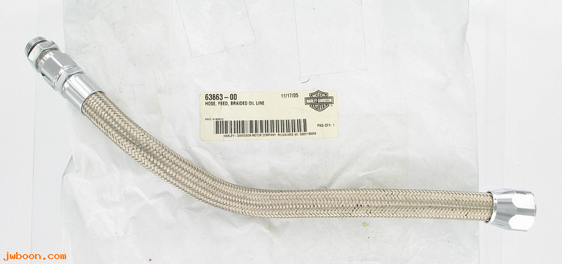   63863-00 (63863-00): Hose, feed - braided oil line - NOS - Softail