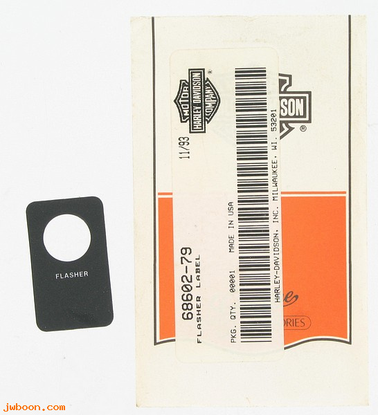   68602-79 (68602-79): Flasher label/Label, flasher switch - NOS - FLT 80-85. FLTC 86-88