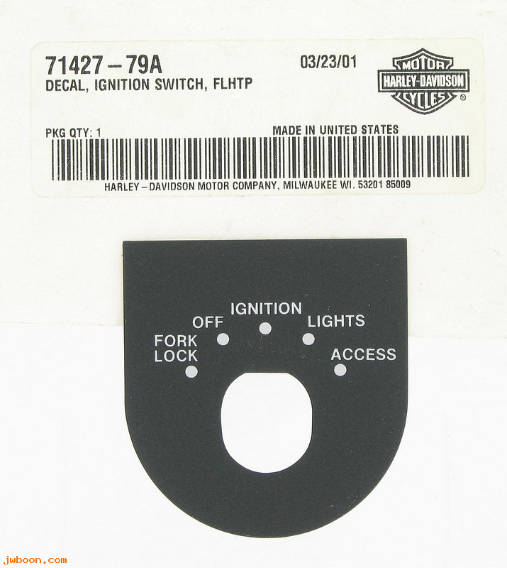   71427-79A (71427-79A): Decal - ignition switch - NOS - FLT, FLTC, FLHT, FLHTC, FLHS