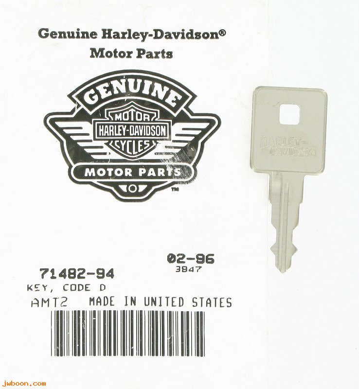   71482-94 (71482-94): Key - code D - NOS - Sportster XL's