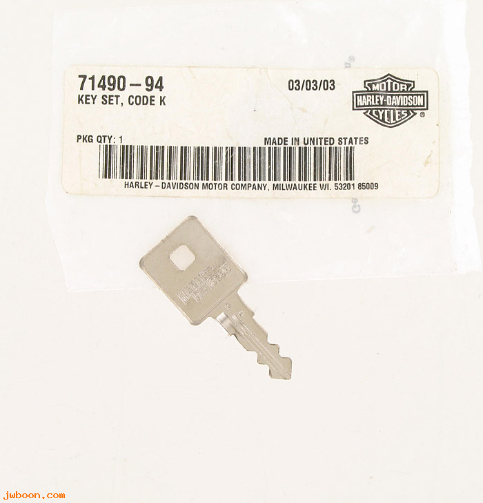   71490-94 (71490-94): Key - code K - NOS - Sportster XL's