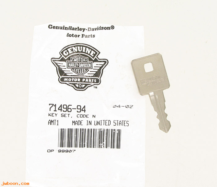   71496-94 (71496-94): Key - code N - NOS - Sportster XL's