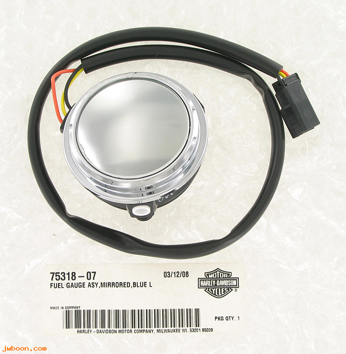   75318-07 (75318-07): Mirrored LED fuel gauge - blue - NOS