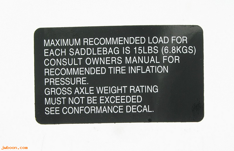   90820-74B (90820-74B): Label / Decal, saddlebag load limit - NOS - FLH 68-84