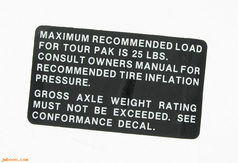   90821-74A (90821-74A): Label / Decal - load limit, Tour-pak - NOS- FXR/S/T.FLHX.FLT.FLHT