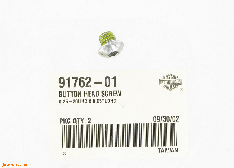   91762-01 (91762-01): Button head screw   0.25-20unc x 0.25 long - NOS