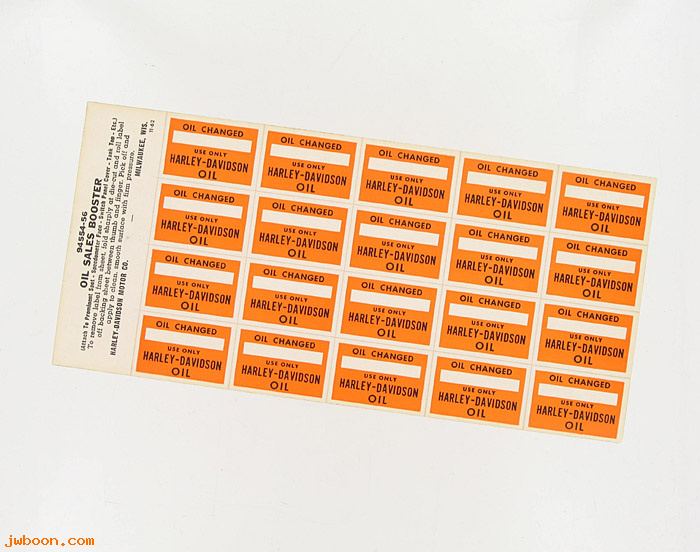   94554-56 (94554-56): Oil change labels - sheet of 20 - NOS