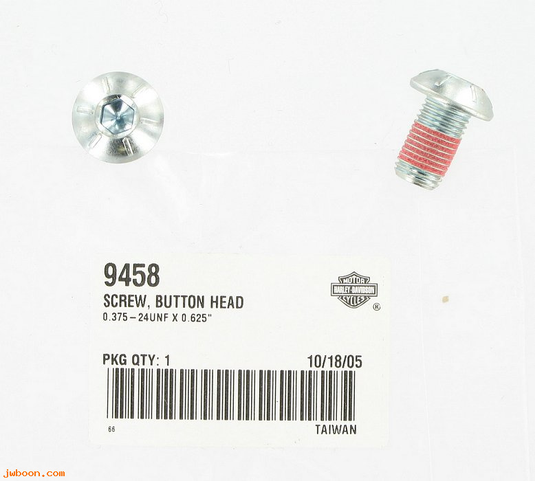       9458 (    9458): Screw, 3/8"-24 x 5/8" hex socket button head - w.lockpatch - NOS