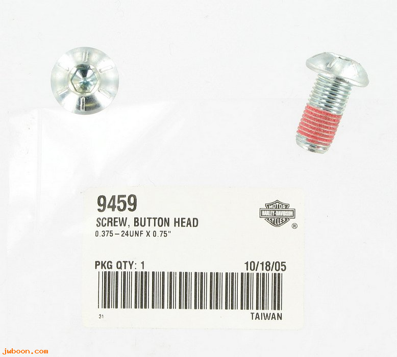       9459 (    9459): Screw, 3/8"-24 x 3/4" hex socket button head - w.lockpatch - NOS