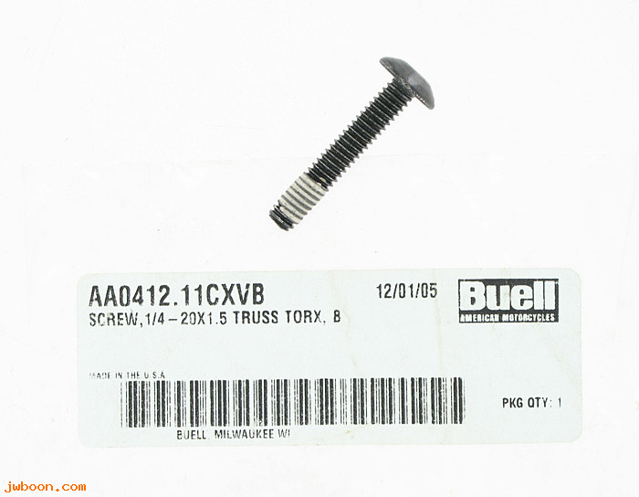   AA0412.11CXVB (AA0412.11CXVB): Screw, 1/4"-20 x 1 1/2"   Torx trusshead - NOS - Buell XB