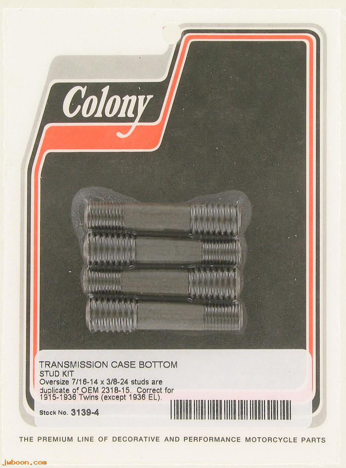 C 3139-4 ( 2318-15 / DG503): Oversize transmission case bottom stud kit - Big Twins '15-'36