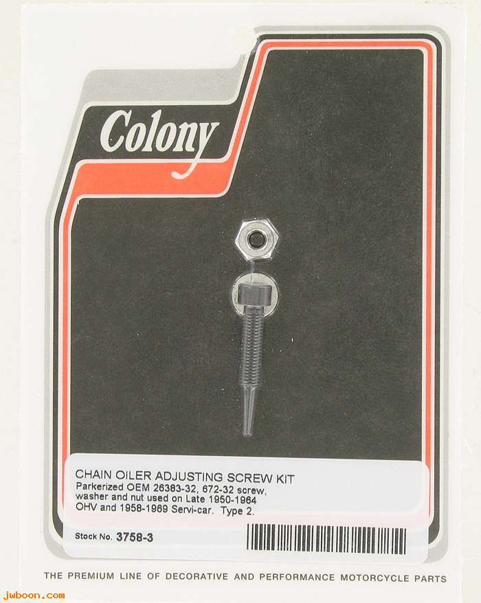 C 3758-3 (26383-32 / 672-32): Chain oiler adjusting screw kit late'50-'64