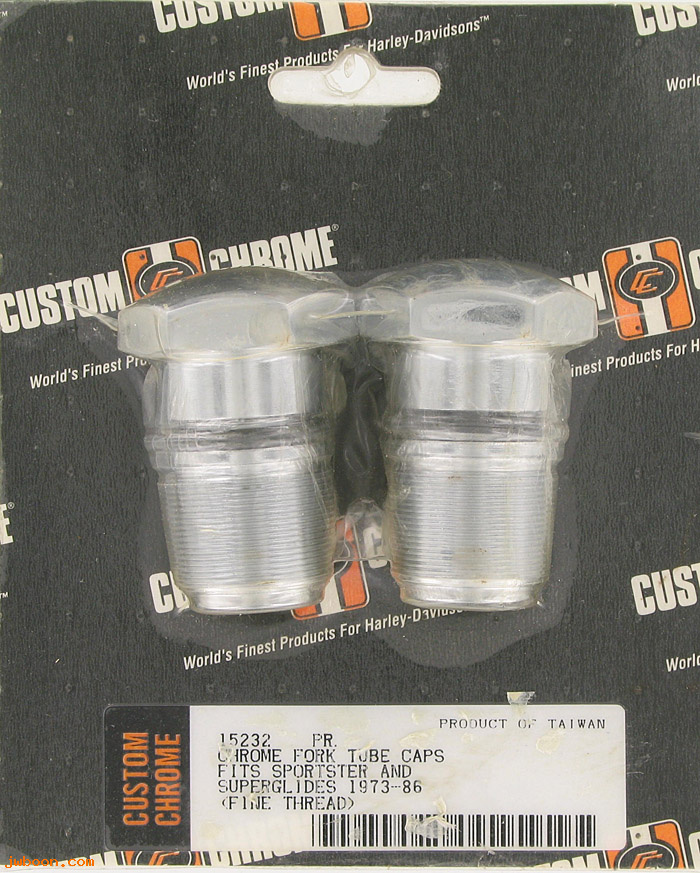 D CC15-232 (45993-73): Custom Chrome front fork tube caps '73-'86