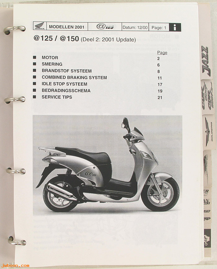 D H121 (): Honda div. informatie over de 2001 modellen, nederlands,