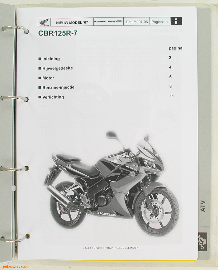 D H127continued (): SH300i.  CB600F Hornet.  CBR 125R-7