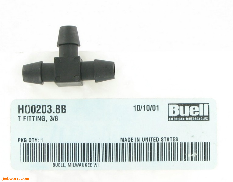   HO0203.8B (29329-99Y /29329-94Y): T-fitting, breather hose,3/8" -NOS- Buell M2, S2/S3, S1/X1. Blast