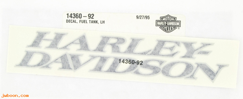   14360-92 (14360-92): Decal, fuel tank - right  "Harley-Davidson" - NOS - FXSTC, FXSTS