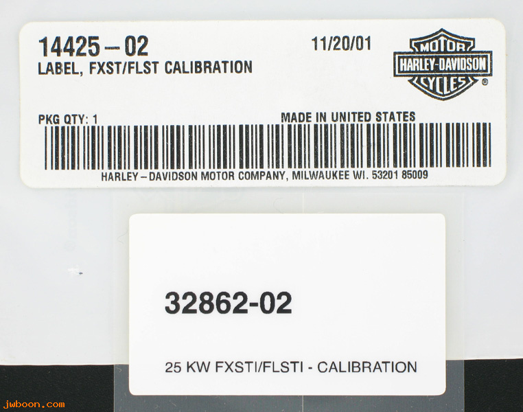   14425-02 (14425-02): Label / decal - calibration 32862-02 25 KW - NOS - FXSTI, FLSTI