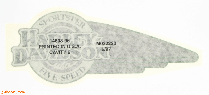   14608-96 (14608-96): Decal, fuel tank - left, Sportster five-speed -NOS- Sportster XLH