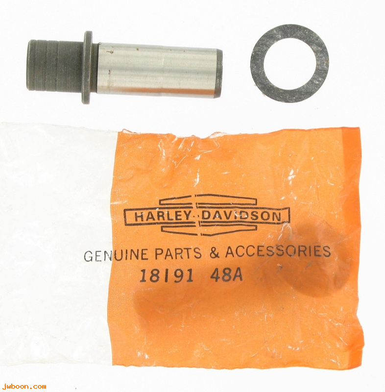  18191-48A (18191-48A): Valve guide with gasket, exhaust - steel alloy - NOS -FL,FX 48-76