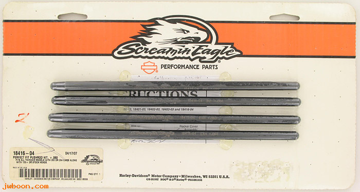   18416-04 (18416-04): Perfect fit push rod kit (4)   +.060" - NOS - Twin Cam '99-