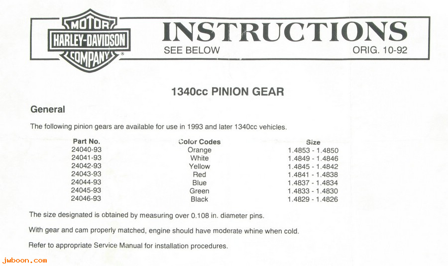   24045-93 (24045-93): Pinion gear, green - NOS - Evo 1340cc '93-'99