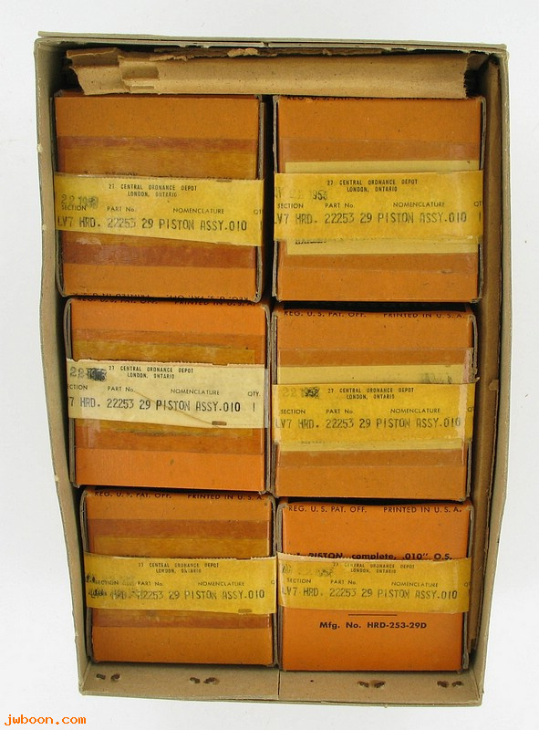     253-29D.6pack (22253-29): Pistons with rings and pin .010" O.S. - NOS - 750cc '29-'73