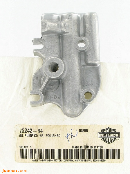   26242-84 (26242-84): Cover, oil pump - NOS - FLHX late'84. Big Twins